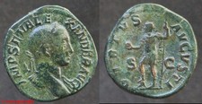 Romaine Sesterce d'ALEXANDRE SEVERE revers VIRTUS AUGUSTI SC
