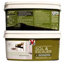 Lot Peinture V33 Rénovation Sol et Escalier "Voile de Coton" 2 X 2L