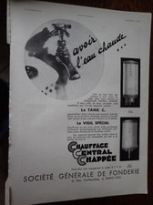 chauffage central CHAPPEE +  Cognac MARTELL + KAYSER pub papie ILLUSTRATION 1931