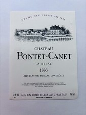etiquette vin wine label Chateau Pontet-Canet Pauillac 1990 750ml specimen 