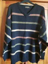 Pull homme noir rayé taille XL marron vert entre-temps
