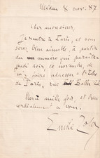 Émile ZOLA - Lettre autographe signée - 1887