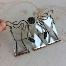 Ancien Cadre Photo Triple Laiton et Verre Biseauté 1900 Art Nouveau