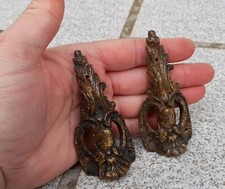 2 Anciens éléments décorations / ornements chutes pieds BRONZE MEUBLE N°73