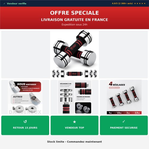 Haltères réglables acier - haltères, en