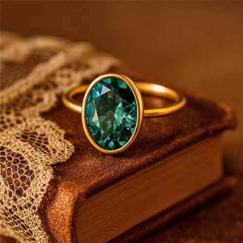 Bague saphir teal ovale - teal, 925