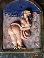 Curiosa Plaque Céramique FANNY Pétanque Dlg Vallauris - Dim: H 14,5cm x 11,5cm -
