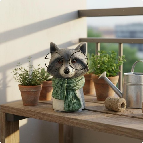 Cache pot raton laveur design - raton,