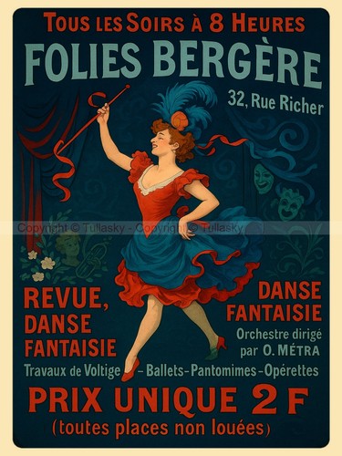 Affiche vintage folies - affiche, "folies