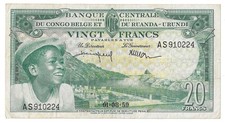 CONGO  BELGE - 20 francs  1959 - SUP