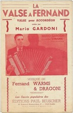 Partition Accordéon : LA VALSE à FERNAND par M. GARDONI - Ed. P. Beuscher - TBE