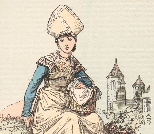Ancienne gravure aquarellée