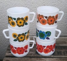 MOBIL LOT DE 6 TASSES À  CAFÉ EXPRESSO ARCOPAL VINTAGE ANNÉE 1970 LOTUS 