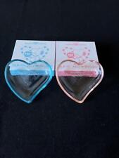 Lot de 2 plateaux décoratifs en verre rose bleu Snoopy Heart neufs