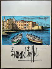 BUFFET Bernard Lithographie Originale Signée Saint-Tropez Port Bateaux v. 1980