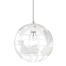 Lampe à suspension abat-jour boule globe monde métal luminaire plafond Ø 30 c...