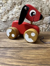 Ancien jouet - Chien à tirer -  En bois - Vintage - Made in France