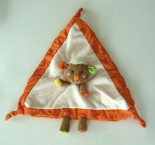 *. DOUDOU PLAT MINIMI MINITOYS MOUTON BLANC ORANGE MARRON TRIANGLE PATTES NEUF *