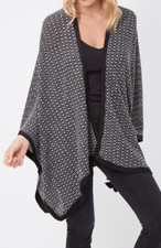 Gilet Drapé Style Cape Rodier 60% Laine Noir et Blanc T.U NEUF+ETIQUETTE