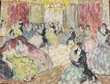 Charmante gouache post-impressionniste - Soirée de bal - style Marcel Cosson