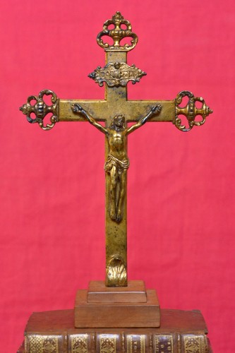 Crucifix bronze doré xviiie - bronze,