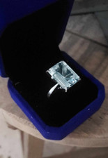 Ancienne bague or 18K aigue marine 10K, certificat authenticité gemmologue