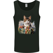 Un Mignon Chat Avec Cadeau Noël Hommes Débardeur