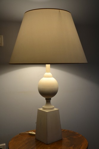 Grande lampe blanche bois - lampe,