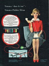 PUBLICITE ADVERTISING 014   1958   PHILDAR  laine machine à tricoter