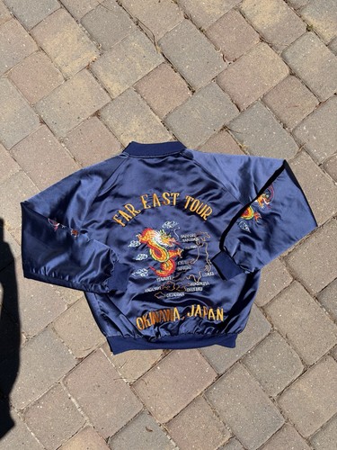 Vintage blue satin far east - satin, "far
