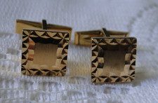 Boutons de manchette anciens métal doré carrés vintage 60