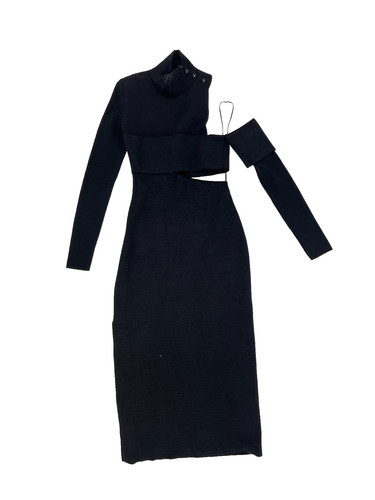 Robe noire découpée col - , haut
