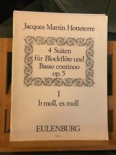 J.-M. Hotteterre 4 suites flûte a bec / basse continue op. 5 vol. 1 ed Eulenburg
