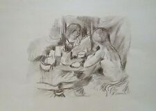 Pierre Cornu  dessin fusain femme à sa coiffeuse école sensualiste p 363