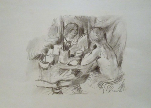 Pierre cornu dessin fusain - cornu,