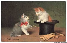 BK-BFP1-0444-ANIMAUX - Chats - chapeau magique - baguette magique