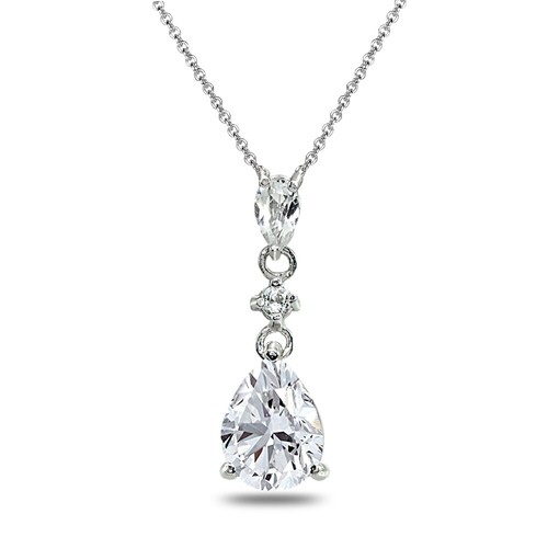 Larme zircone pendant argent - zircone,