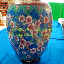 Haut vase en émaux de les bleus de La louvière