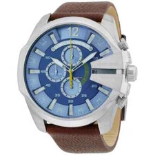 MONTRE CHRONOGRAPHE HOMME DIESEL MEGA CHIEF DZ4281 CADRAN BLEU - GARANTIE - P...