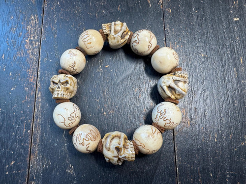 Bracelet crâne bois - bracelet, de