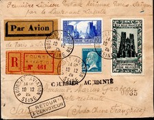 Courrier accidenté Bourget à Saigon - INDOCHINE - LASSALE - SYRTE - Nogues