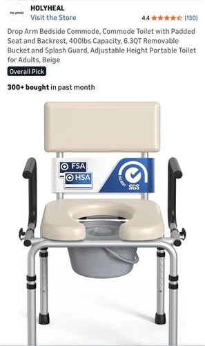 Drop arm bedside commode - arm,