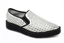 T.U.K. A9030 TUK Escarpin Bas À Enfiler Creeper Blanc Diamant Perforé Rockabilly