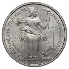 Nouvelle-Calédonie - 5 francs 1952 ESSAI Union Française SPL aluminium KM.E9
