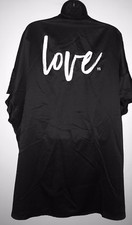 Victoria’s Secret LOVE Kimono Black Satin Slip Robe Lingerie Wrap One Size