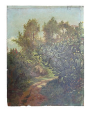 TABLEAU ORIENTALISTE HUILE SUR PAPIER SBG A. MOISSON ? ENVIRONS D'ALGER 1886