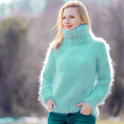 Green fuzzy light mohair