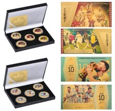 Cristiano Ronaldo / Lionel Messi X5 Boîte De Pièces Complète Plaquée Or / Note