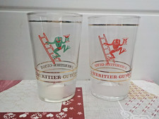 2 VERRE DIFFERENT LIQUEUR APERITIF  L 'HERITIER GUYOT GRENOUILLE BIERE BRASSERIE