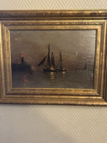 Tableau ancien marine huile - tableau,